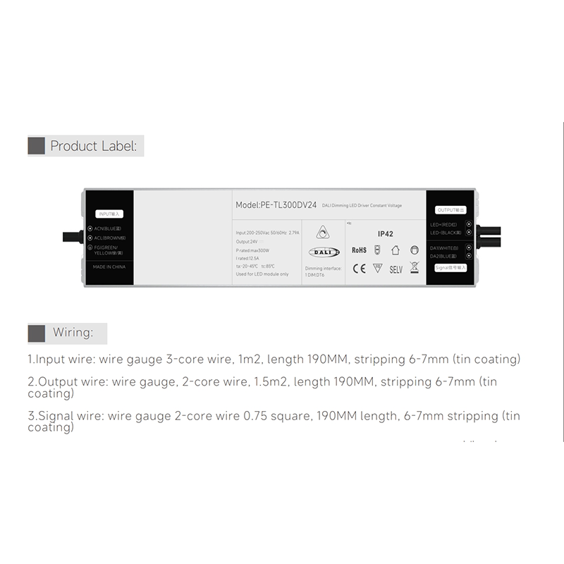 250W Constnat Current DALI Dimmable LED Driver